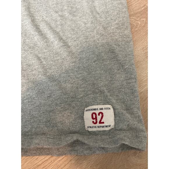 ABERCROMBIE & FITCH LS Striped Crewneck Rugby Tee Cotton Gray/Navy/Ivory-SZ Med - Picture 3 of 9